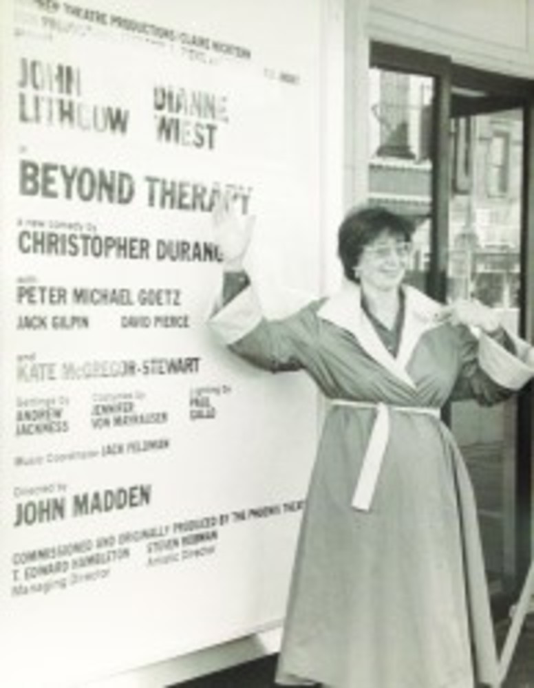 Producer Claire Nichtern with play poster